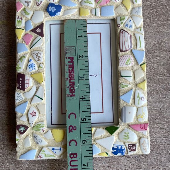 Boho Mosaic Broken Porcelain Tile Picture Photo Frame Home Interiors Beachy - Picture 5 of 6